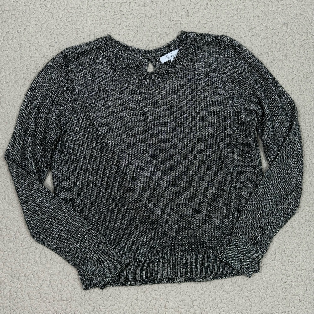Parker Open Crossback Crewneck Metallic Sweater